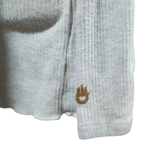 Spiritual Gangster Womens Beige Ribbed Knit Long Sleeve Hoodie Thumbholes - Picture 4 of 15